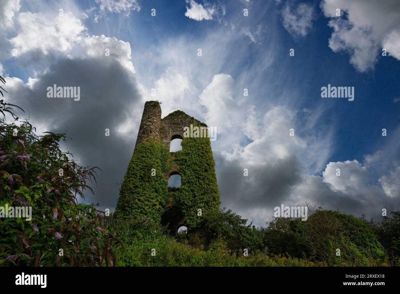 MINIERE DI TIN ABBANDONATE CARN BREA TIN ROVINE DI FRANCOBOLLI WEST BASSET Foto Stock