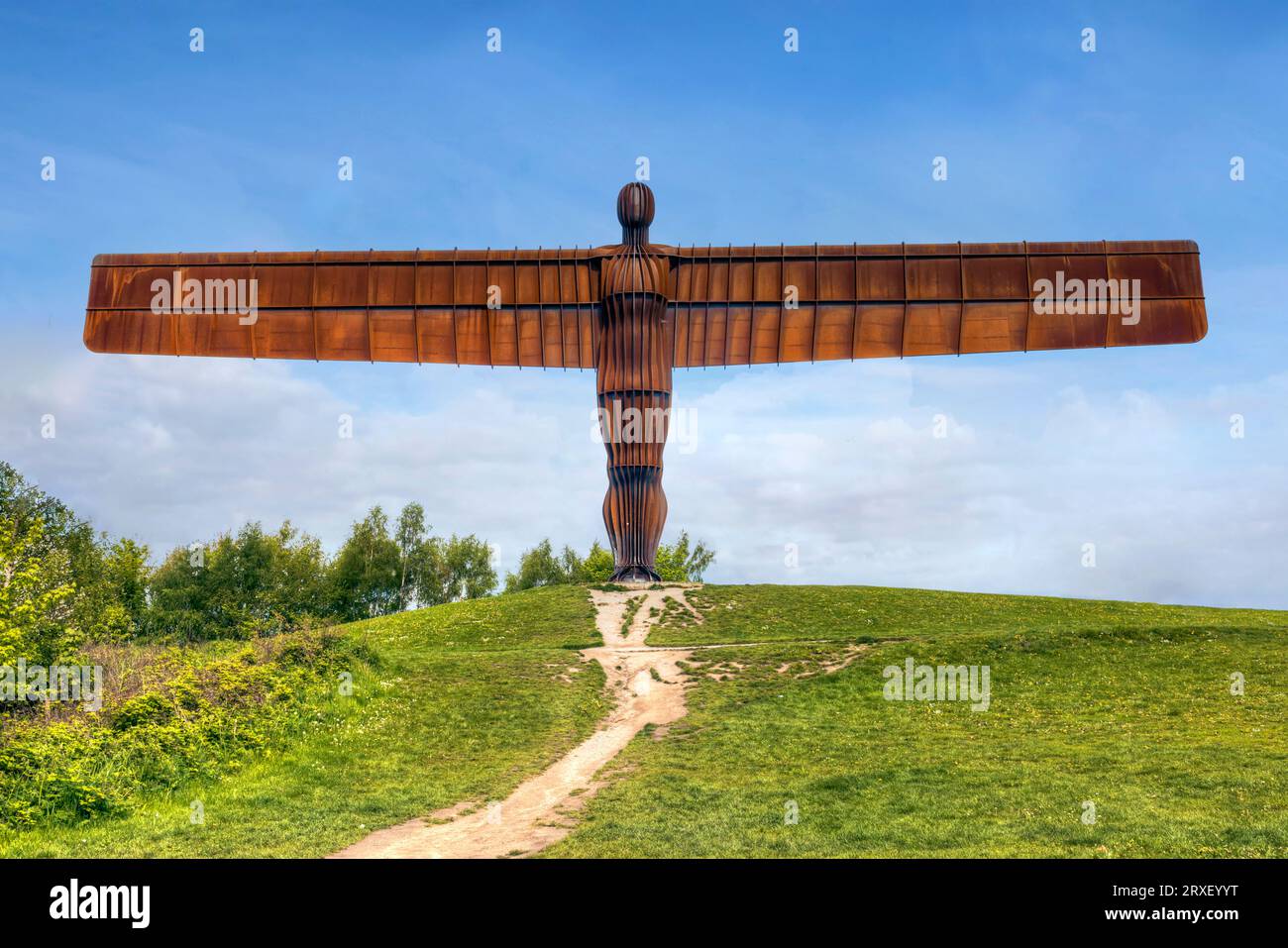 La scultura Angel più grande del mondo: Angel of the North a Tyne and Wear, Inghilterra, Regno Unito Foto Stock