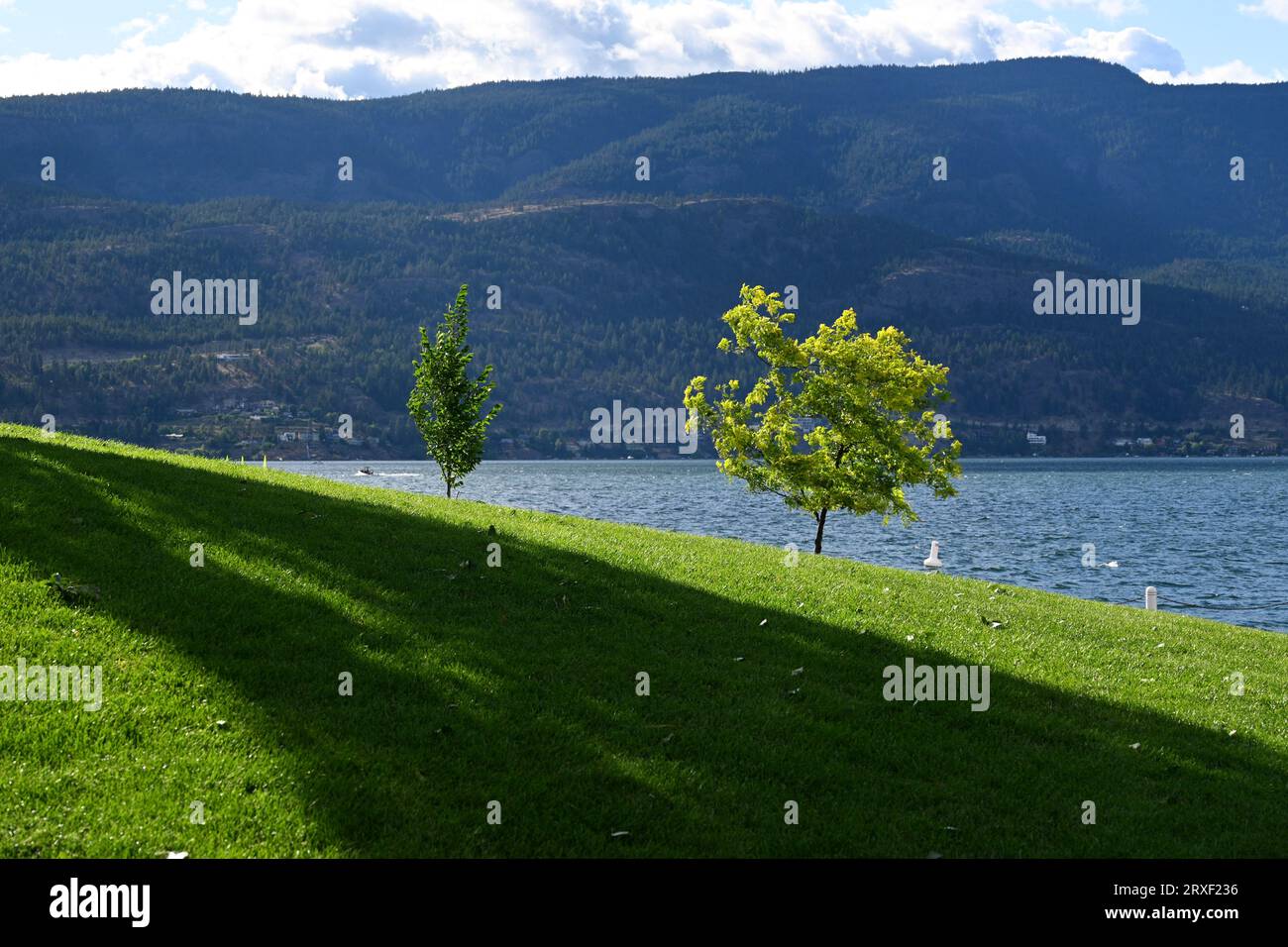 Lago Okanagan nella città di Kelowna, British Columbia, Canada. Foto Stock