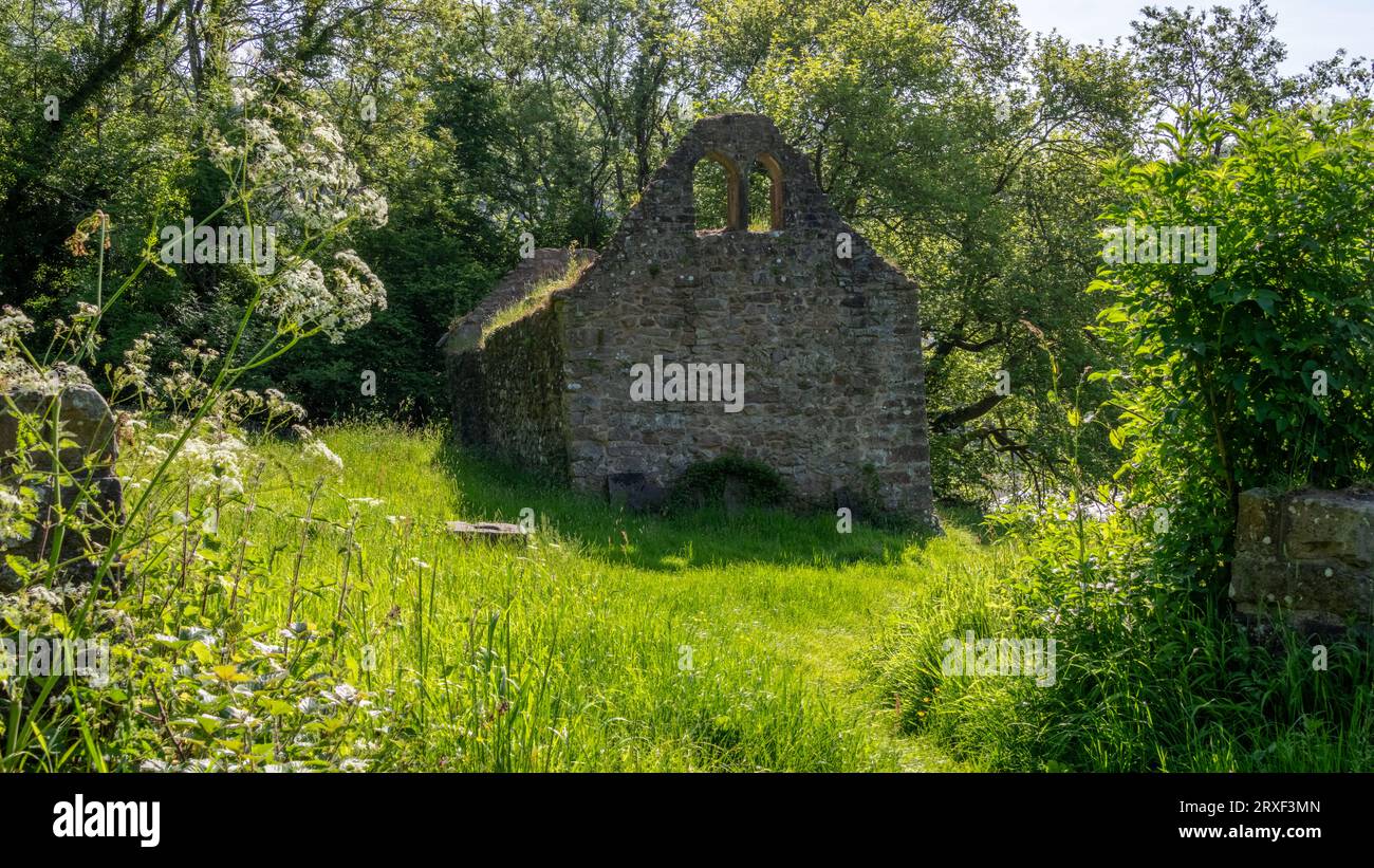 St James Church Ruins, Lancaut, Chepstow, Galles Foto Stock