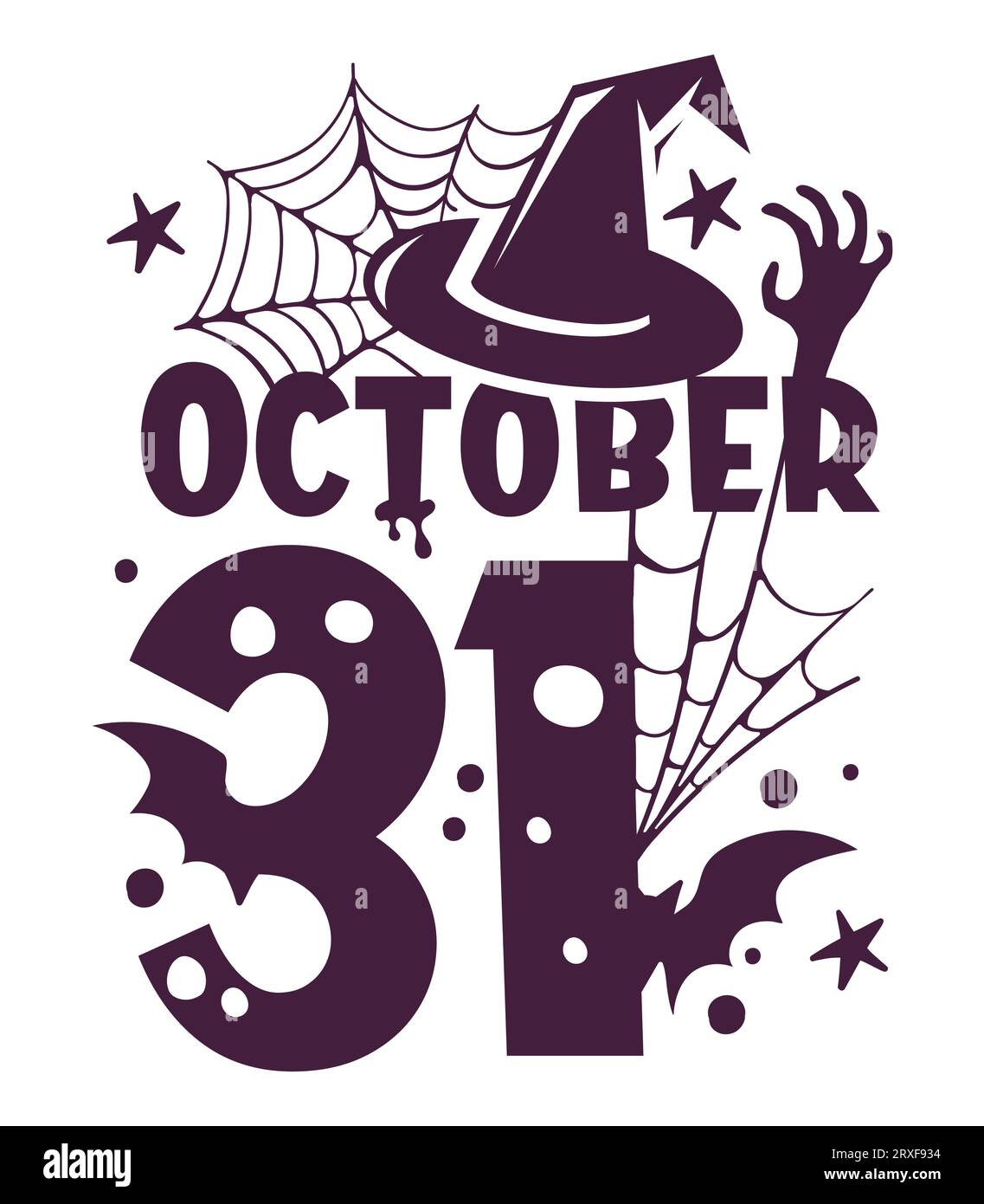 Invito alla festa di Halloween con Witch Hat e Spider Web. Illustrazione vettoriale Illustrazione Vettoriale