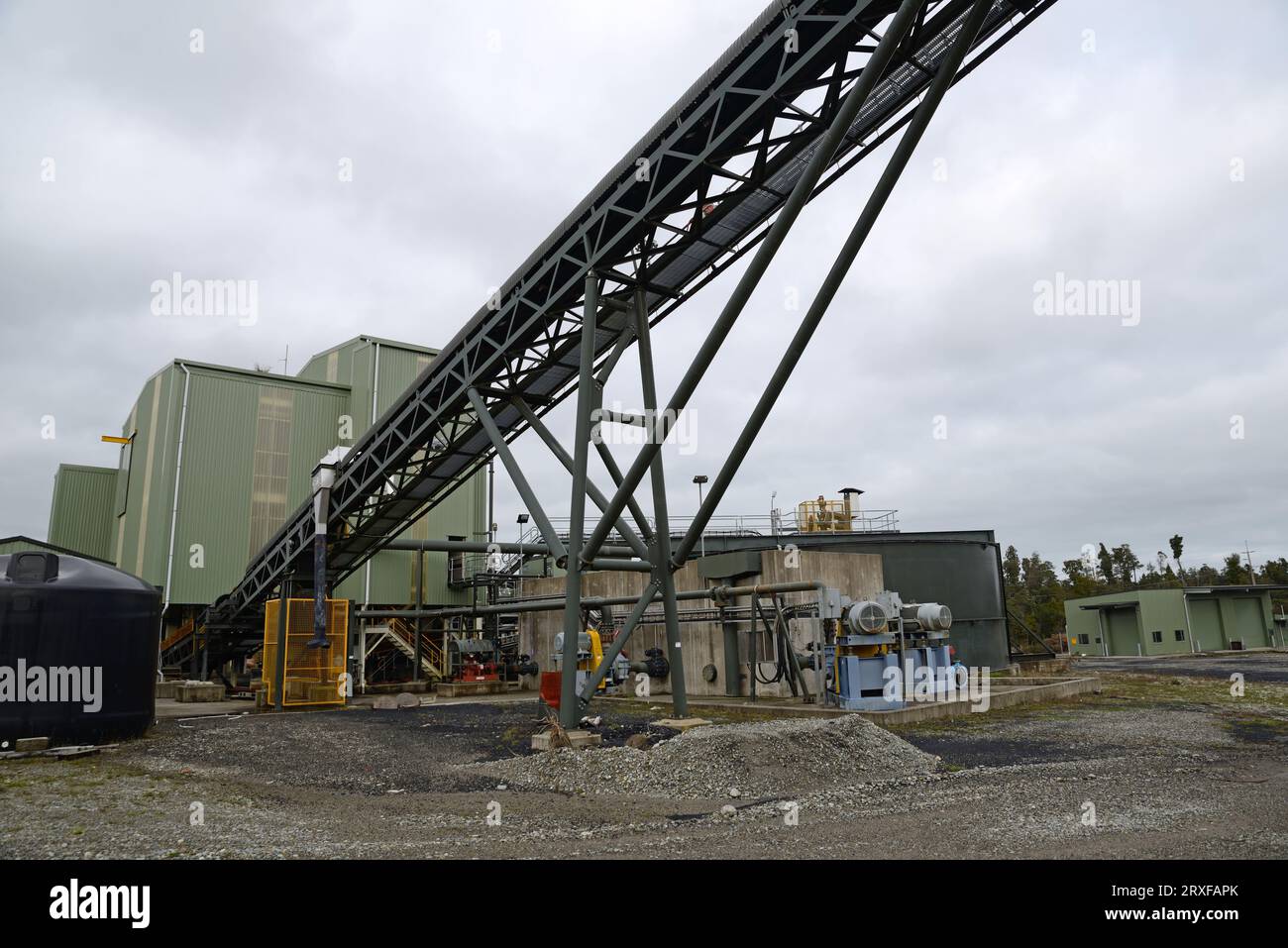 GREYMOUTH, NUOVA ZELANDA, circa 2010: Impianto di lavaggio del carbone presso la miniera sotterranea di carbone di Pike River, circa 2010 vicino a Greymouth, nuova Zelanda, Foto Stock