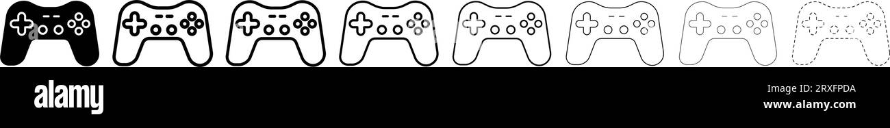 Set di Gamepad diverse forme di linea, disegno a linee sottili illustrazione vettoriale Illustrazione Vettoriale