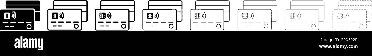 Set di carte di credito diverse forme di linee, disegno a linee sottili illustrazione vettoriale Illustrazione Vettoriale