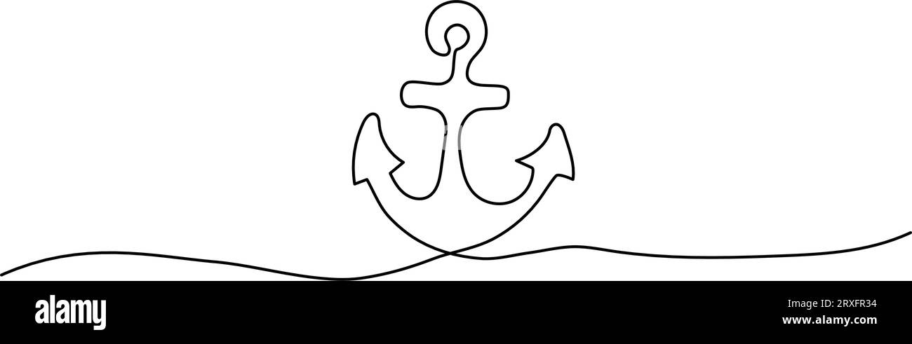 Disegno della forma di ancoraggio per linea continua, disegno a linee sottili Illustrazione Vettoriale