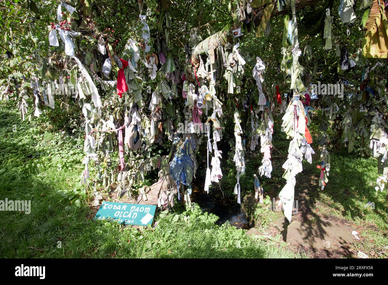 saint olcans Holy Well cranfield Point County antrim Irlanda del Nord Regno Unito i malati laverebbero stracci nell'acqua Santa, si applicherebbero all'area colpita e all'ha Foto Stock