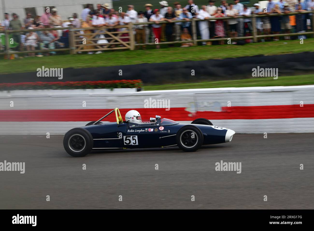 Robin Longdon, Lola-Ford Mk5A, Chichester Cup, una gara di venticinque minuti per Formula Juniors con motore posteriore con freni a disco che hanno corso fino a 1963, ottimo Foto Stock Robin Longdon, Lola-Ford Mk5A, Chichester Cup, una gara di venticinque minuti per Formula Juniors con motore posteriore con freni a disco che hanno corso fino a 1963, ottimo Foto Stock