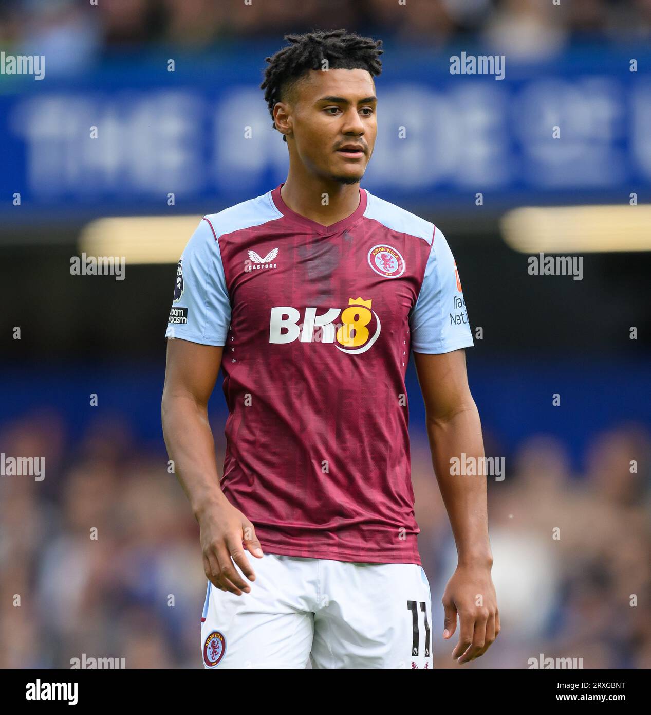 24 set 2023 - Chelsea contro Aston Villa - Premier League - Stamford Bridge Ollie Watkins dell'Aston Villa durante la partita contro il Chelsea. Immagine : Mark Pain / Alamy Live News Foto Stock