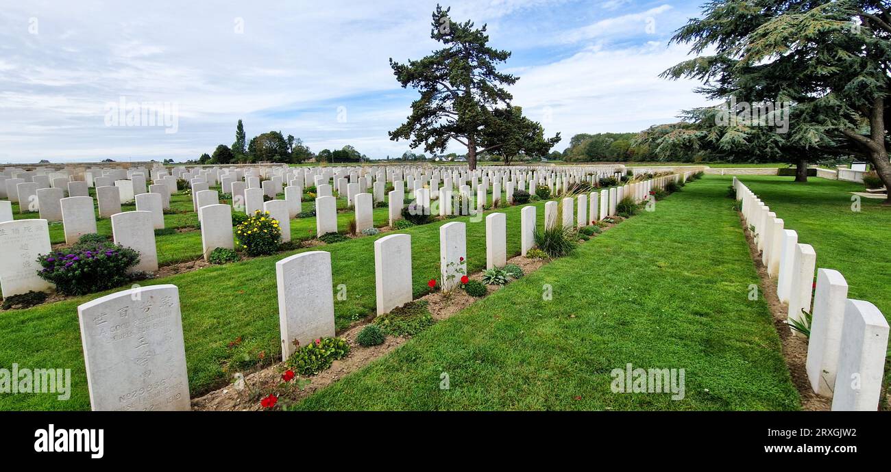 Necropoli operaia cinese della prima guerra mondiale, Noyelles, somme, Haut-de-France, Francia Foto Stock