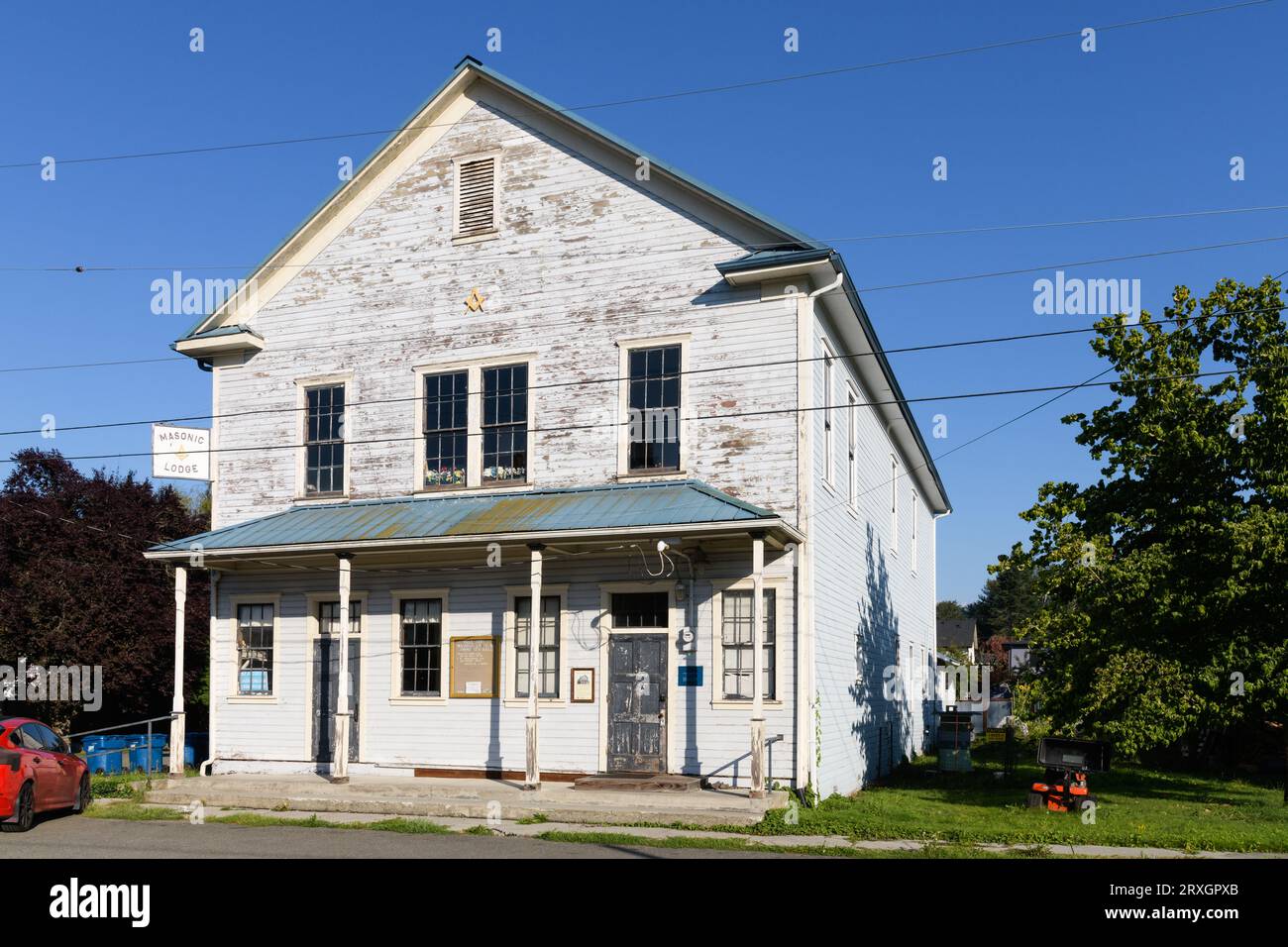 Fall City, Washington, USA - 21 settembre 2023; Falls City Masonic Hall National Register of Historic Places Location Foto Stock