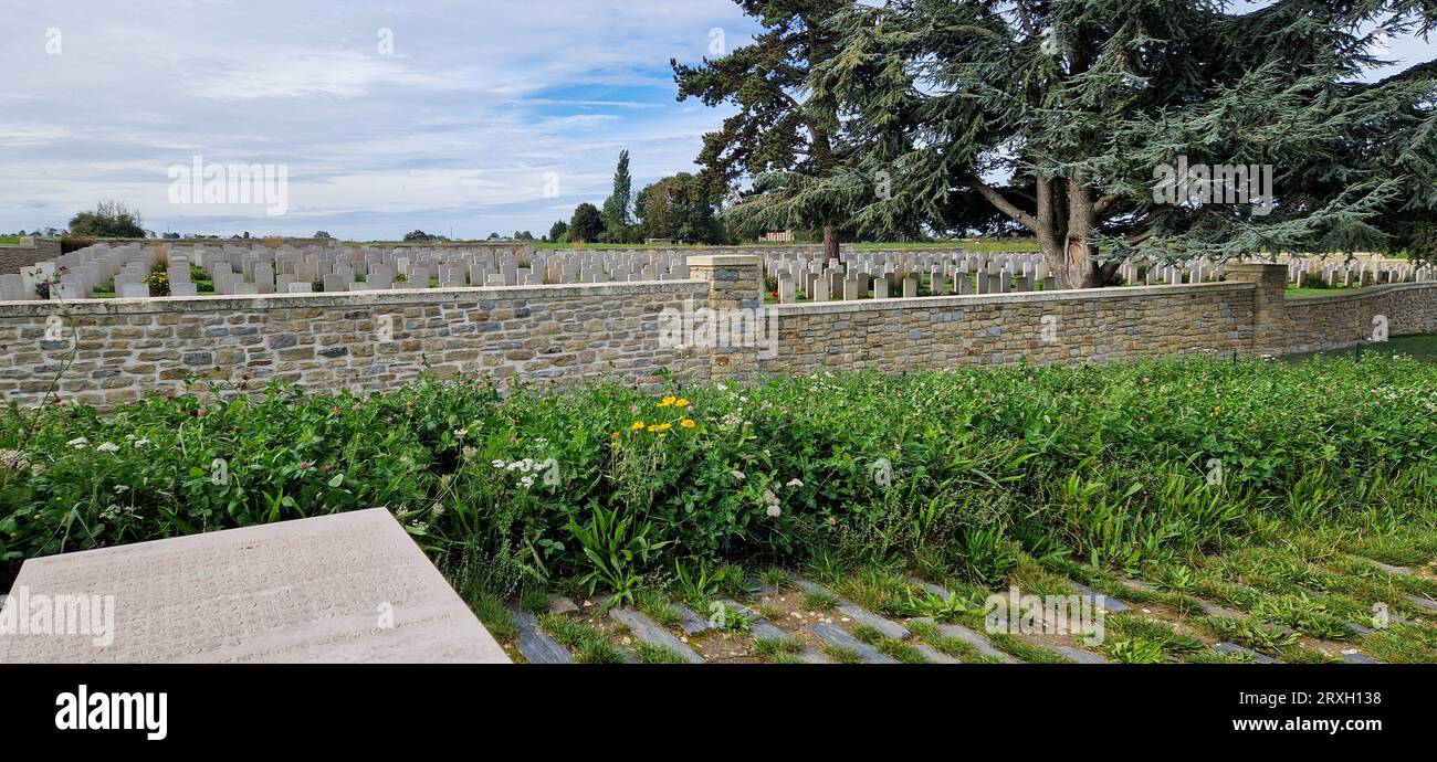 Necropoli operaia cinese della prima guerra mondiale, Noyelles, somme, Haut-de-France, Francia Foto Stock