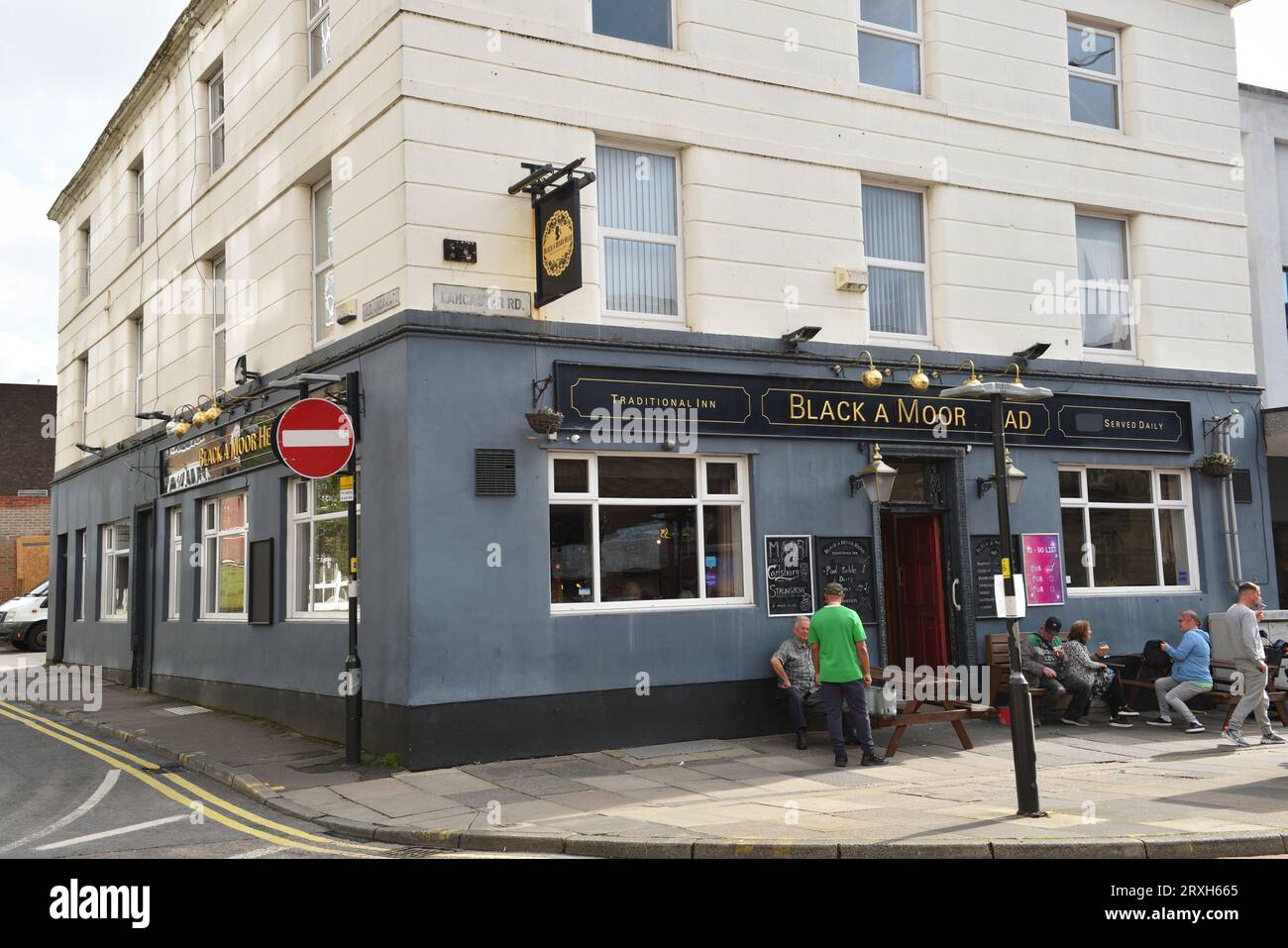 Il pub Blackamoor Head nel centro di preston Foto Stock