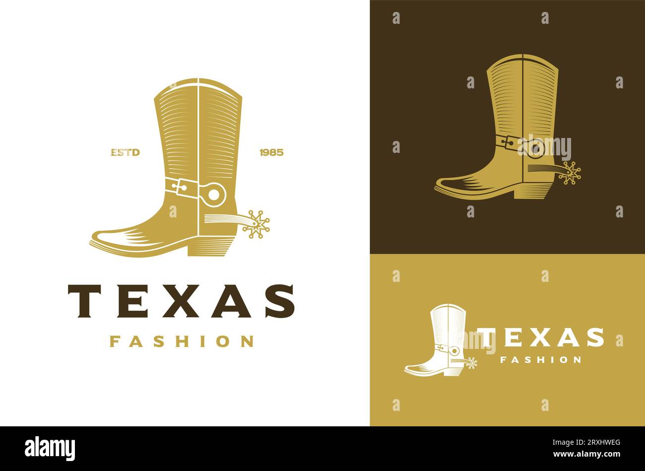 Stivali da cowboy Texas in stile vintage retro, simbolo del Western Country Illustrazione Vettoriale