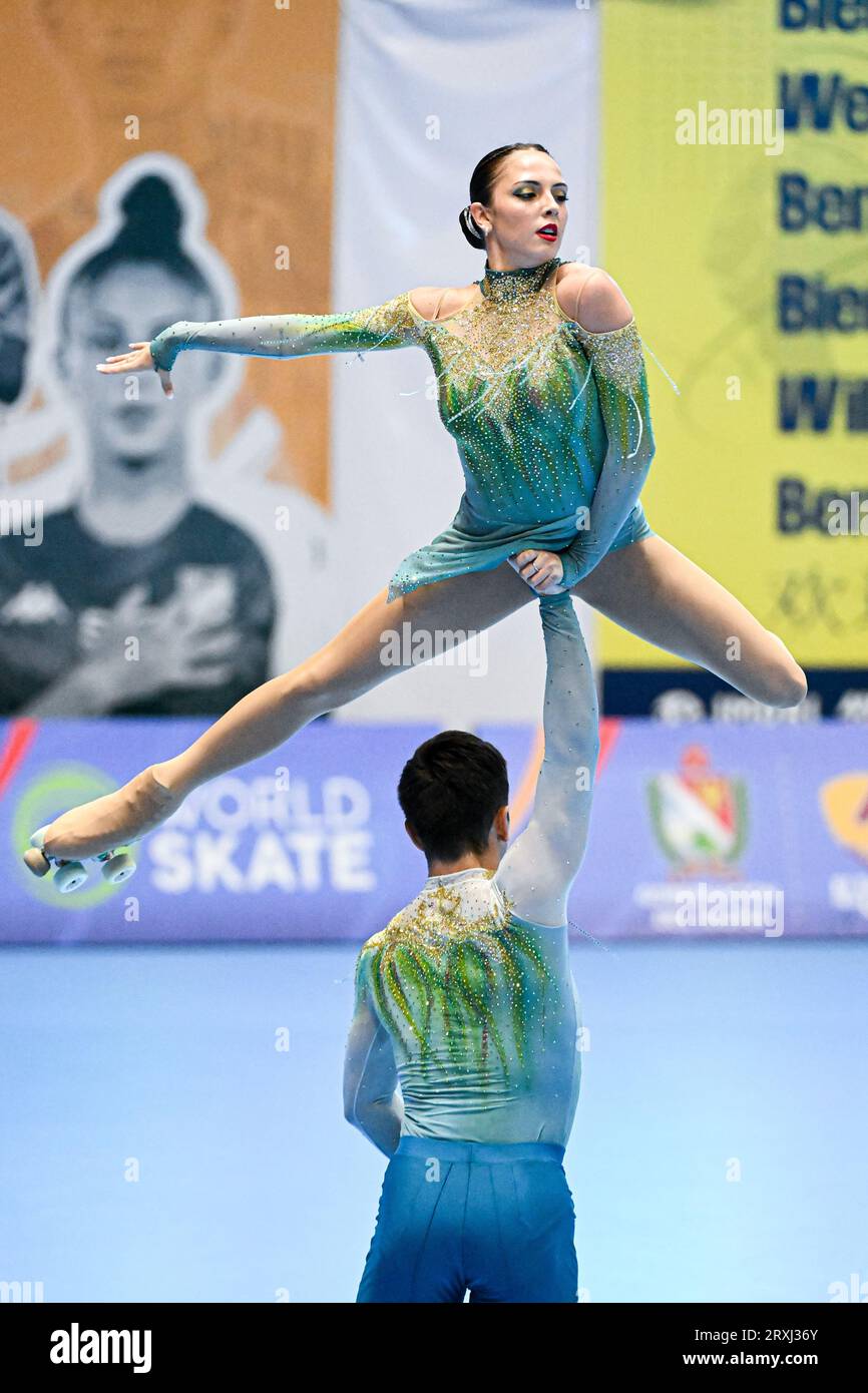 Micol MILLS & Tommaso CORTINI (ITA), durante Senior Pairs, Long Program, ai Campionati Mondiali di pattinaggio artistico Ibagu-Tolima 2023, al Parque Deportivo Municipal, il 24 settembre 2023 a Ibagu, Colombia. Crediti: Raniero Corbelletti/AFLO/Alamy Live News Foto Stock