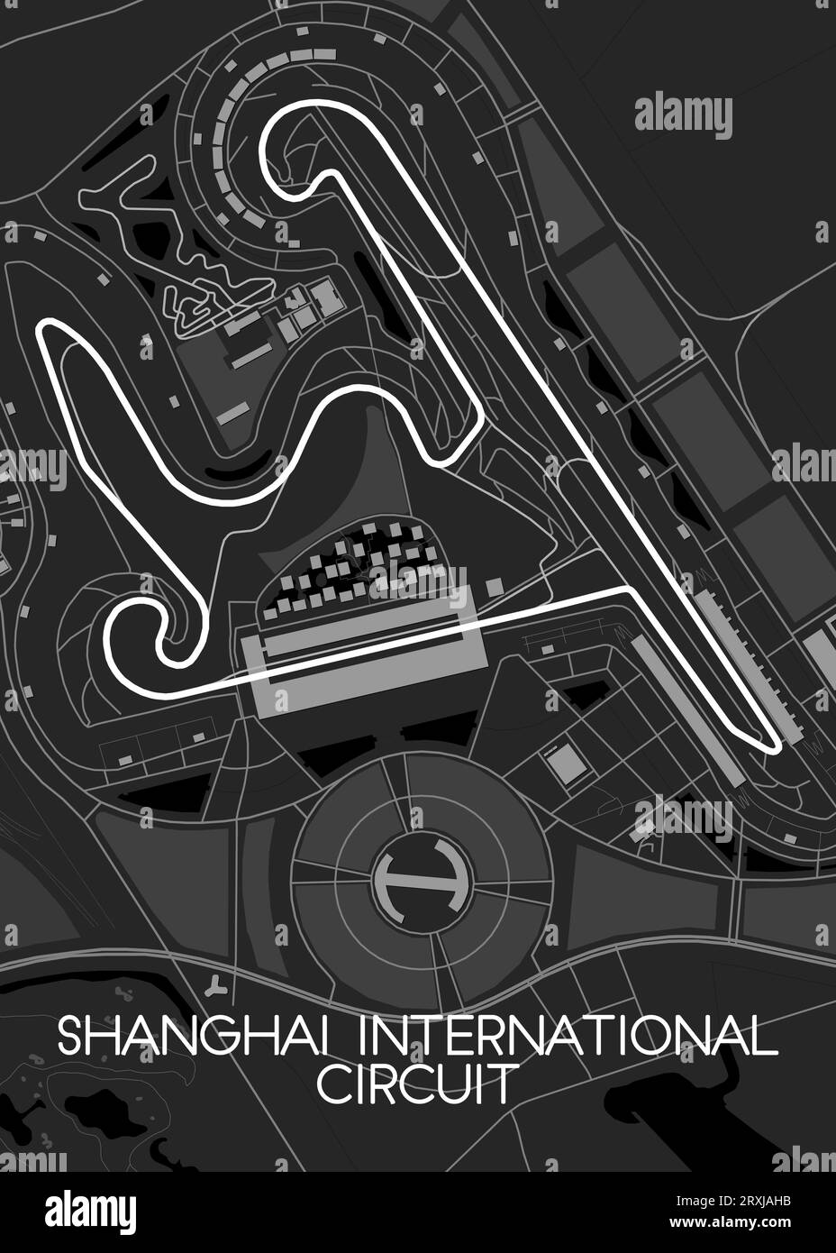 Mappa del circuito internazionale di Shanghai Illustrazione Vettoriale