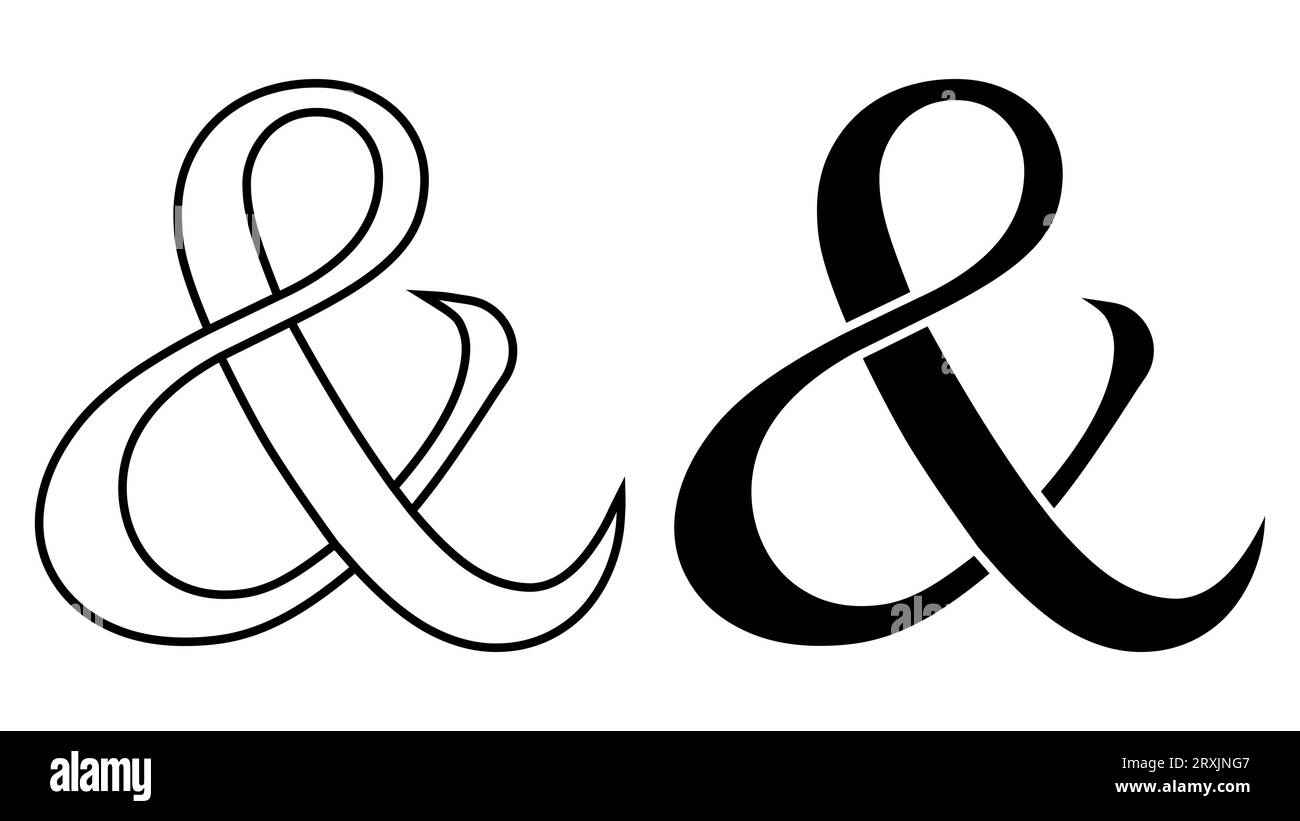 Simbolo speciale del glifo commerciale che indica la congiunzione e il simbolo della calligrafia commerciale Illustrazione Vettoriale