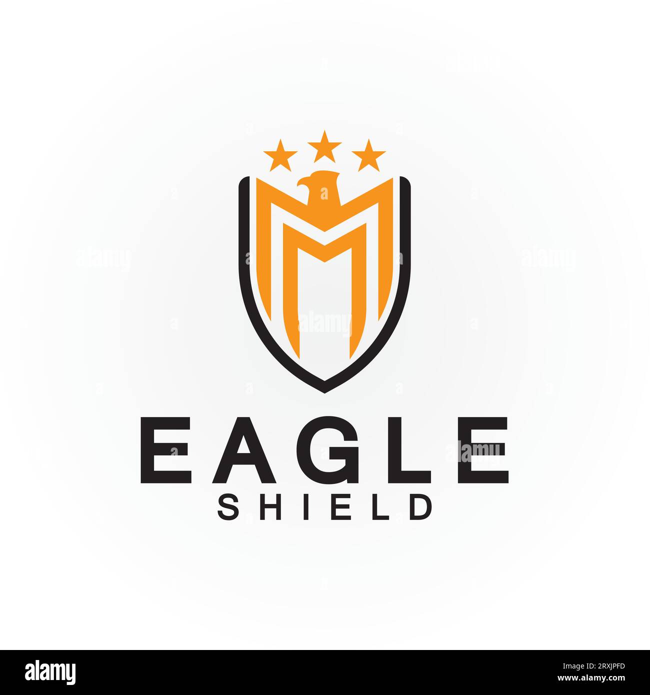 Logo Eagle Shield, logo vettoriale a testa di falco, icona vettore simbolo uccello, simbolo falco Illustrazione Vettoriale