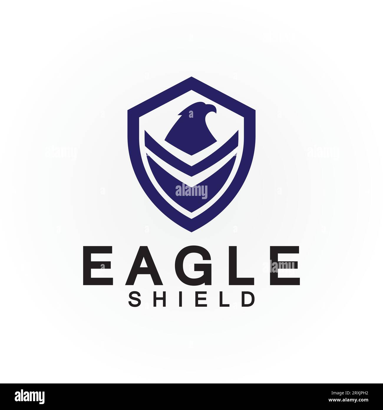 Logo Eagle Shield, logo vettoriale a testa di falco, icona vettore simbolo uccello, simbolo falco Illustrazione Vettoriale