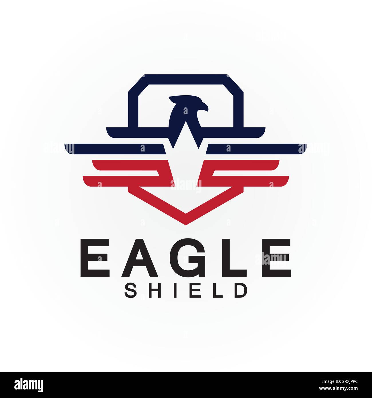 Logo Eagle Shield, logo vettoriale a testa di falco, icona vettore simbolo uccello, simbolo falco Illustrazione Vettoriale