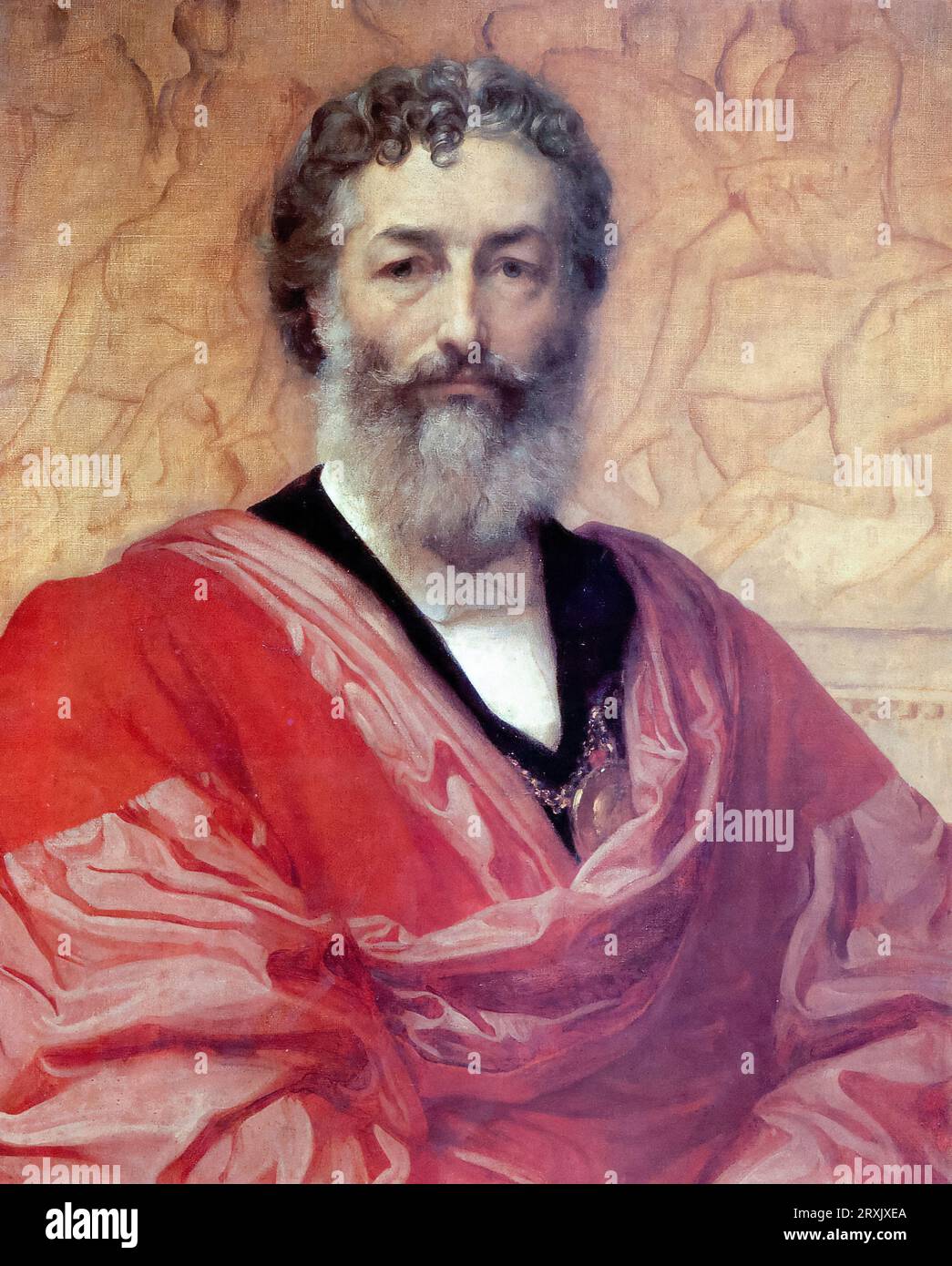 Frederic Leighton, i barone Leighton (1830-1896), Self Portrait painting of the British Victorian Painter, draftsman, and sculptor, oil on canvas, 1880 Foto Stock
