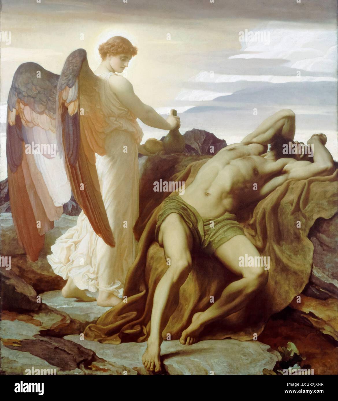 Frederic Leighton, Elijah in the Wilderness, dipinto ad olio su tela, 1877-1878 Foto Stock