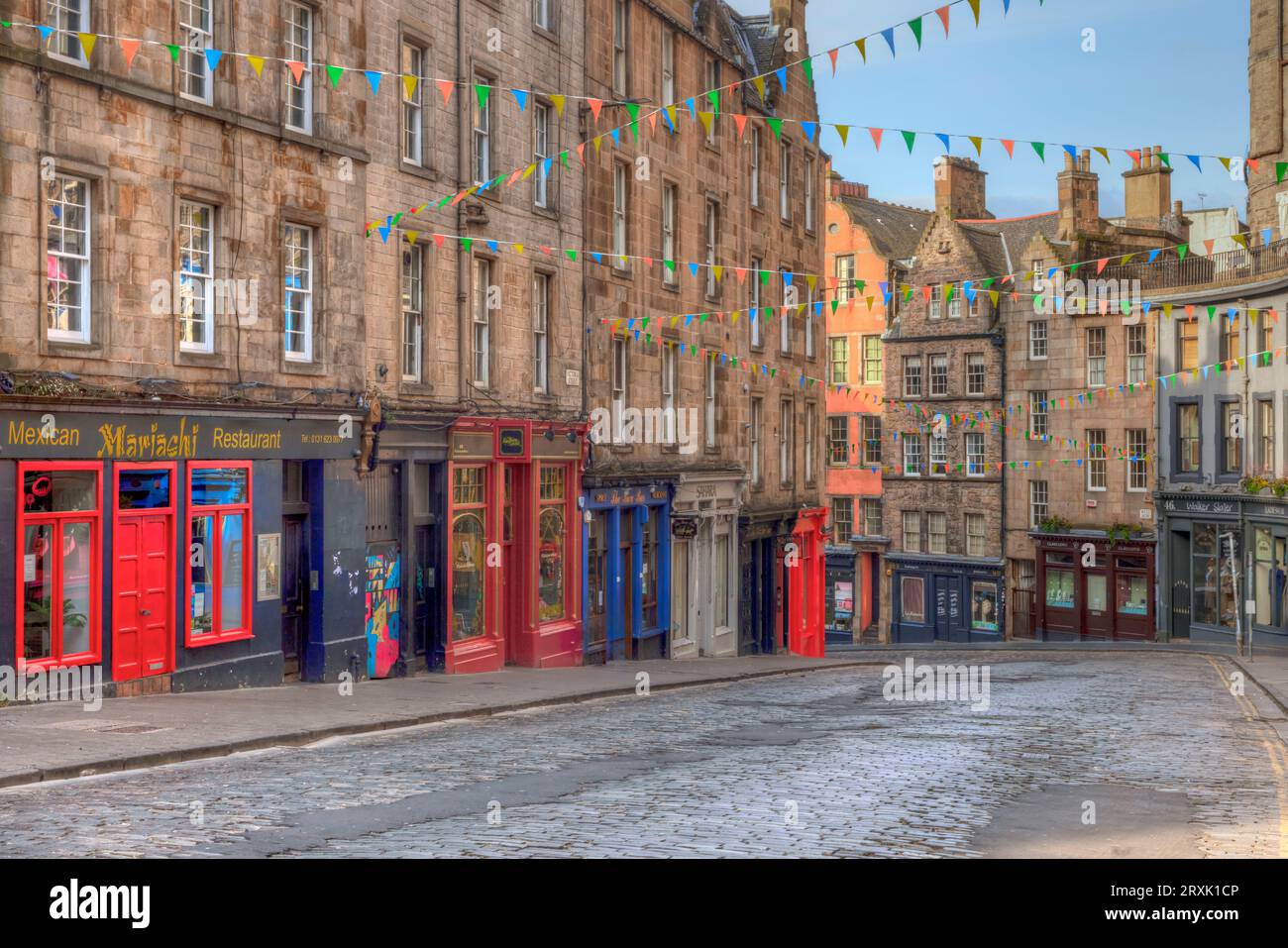 Victoria Street di Edimburgo, Scozia Foto Stock