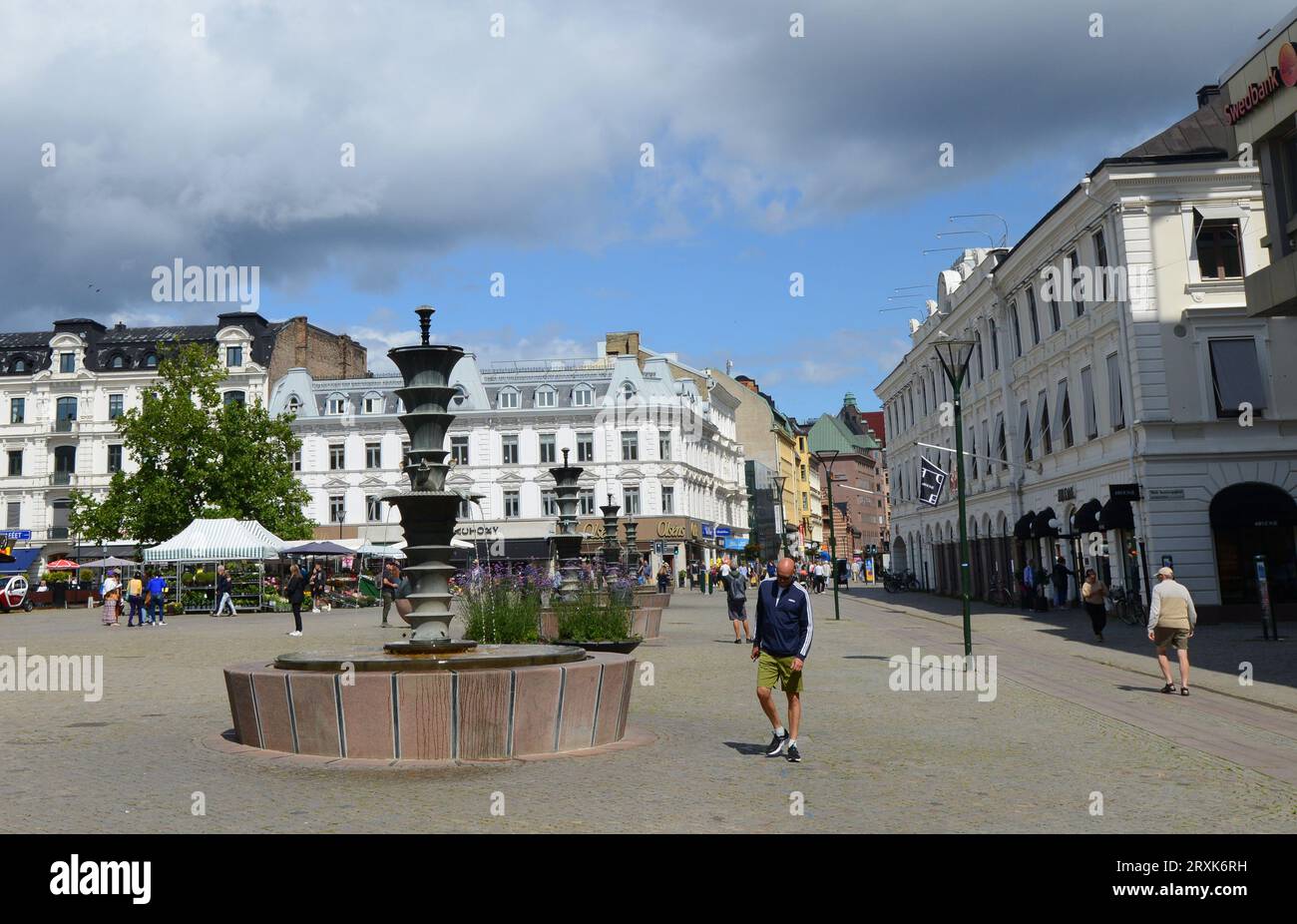 Gustav Adolfs torg nella storica città vecchia di Malmö, Svezia. Foto Stock