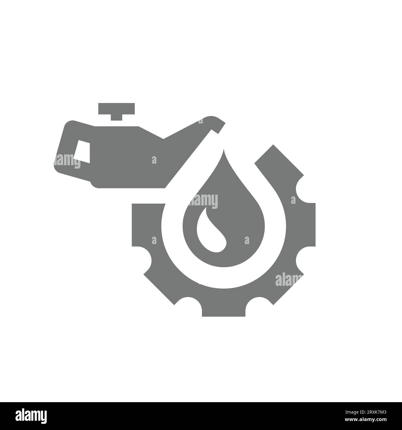 Olio motore con icona di controllo filtro a carboni attivi e ingranaggio. Caduta di olio motore, simbolo meccanico. Illustrazione Vettoriale