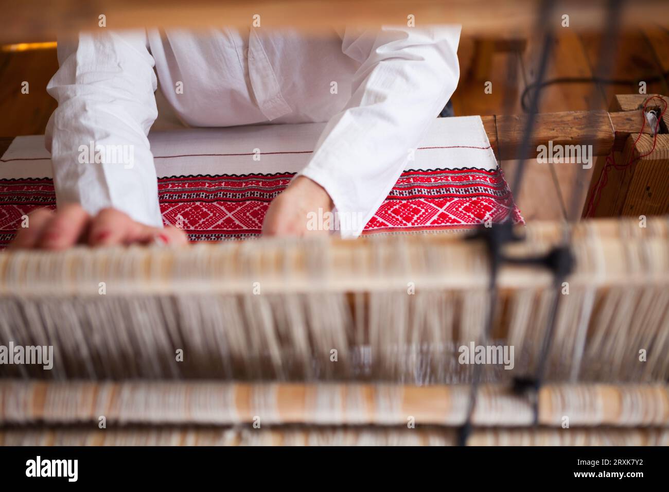 Ex laboratorio di tessitura di Perebory, patrimonio dell'umanità dell'UNESCO, Husinka, Podlasie, Polonia. Foto Stock