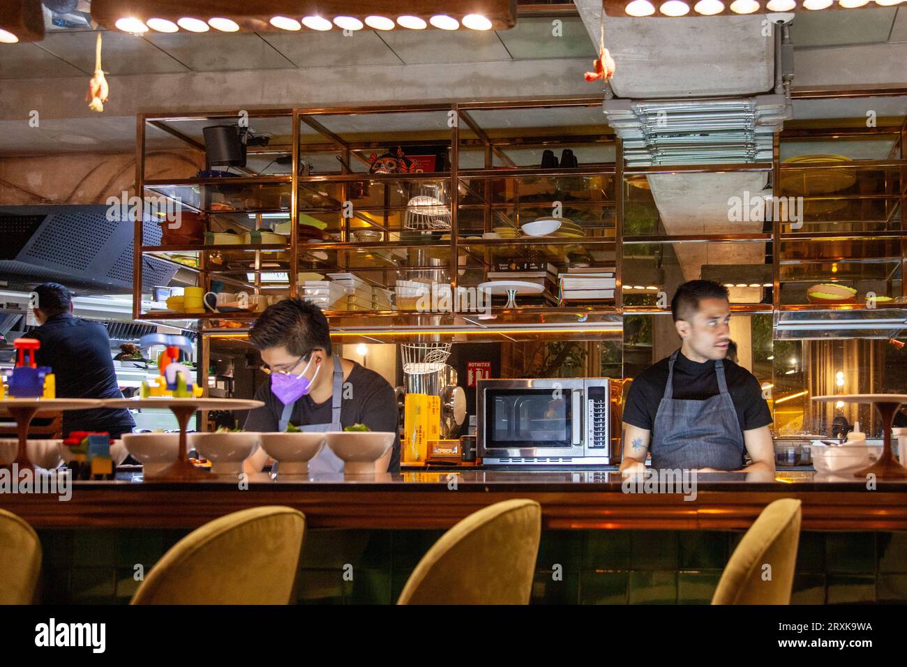 Pass per la cucina del ristorante Filigrana a città del Messico, Messico Foto Stock
