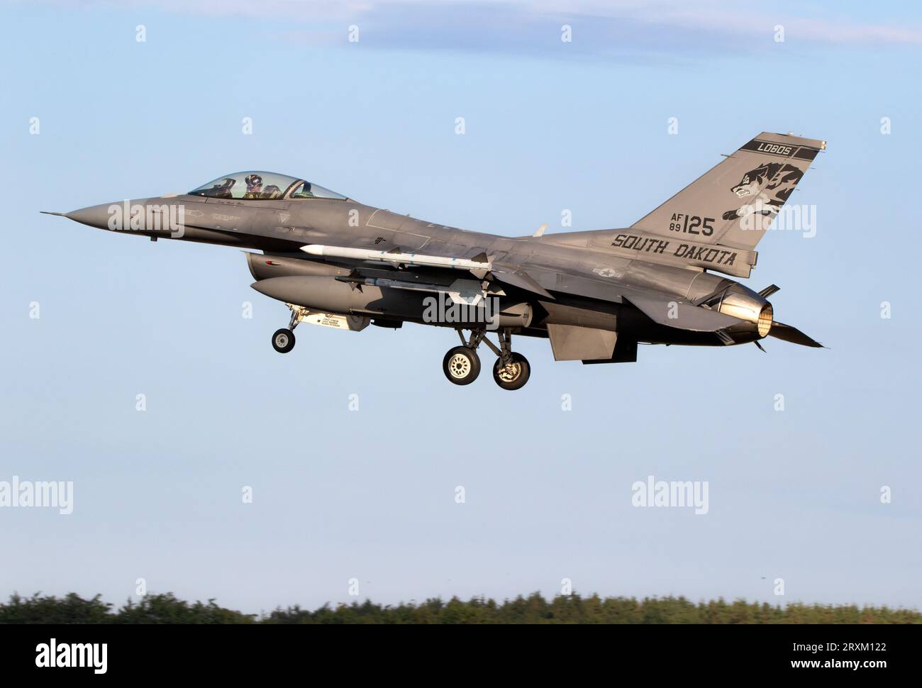 US Air Force F-16C jet del 114th Fighter Wing, South Dakota National Guard, che arriva alla base aerea di Jagel durante l'esercitazione NATO Air Defender 2023. Jagel, Foto Stock