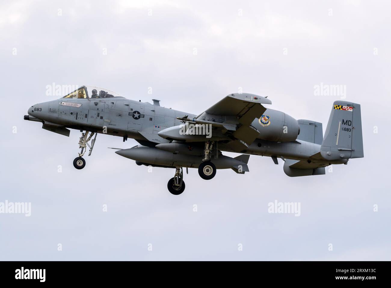 US Air Force A-10C Thunderbolt II Attack Aircraft from Maryland Air National Guard arrivando alla base aerea di Jagel per l'esercitazione NATO Air Defender 2023. Jage Foto Stock