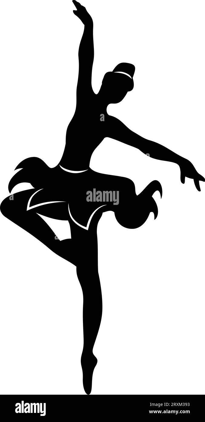 Ballerina ballerina silhouette. Clipart vettoriale isolato su bianco. Illustrazione Vettoriale