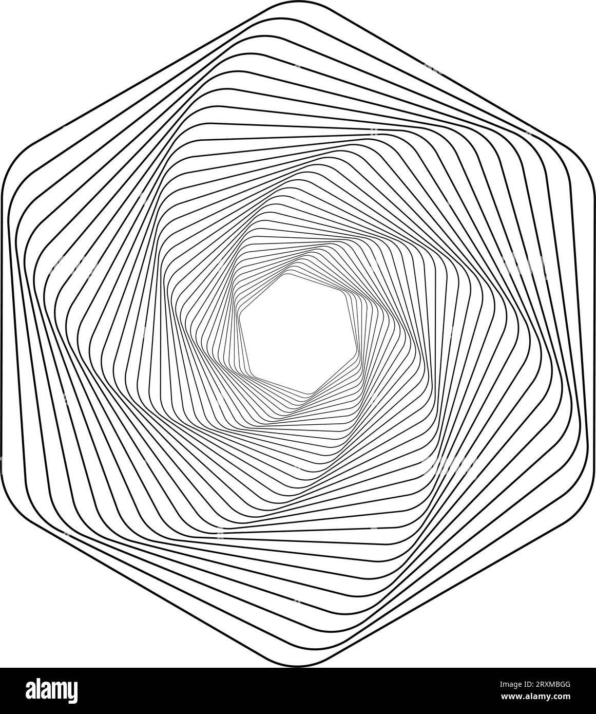 Elemento geometrico moderno e vorticoso. Sfondo spirale effetto illusione. Tunnel astratto. Progettazione con corsa, linee e flusso. Griglia tunnel 3D. Illu. Vettore Illustrazione Vettoriale