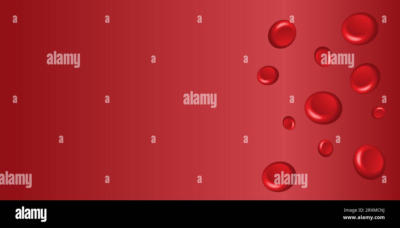 Sfondo anemia ematica. Progettazione di modelli 3d per globuli rossi. Opuscolo stampabile banner emoglobina basso livello.Medicina, brochure con spazio di testo. Vector Ill. (Guasto vettore Illustrazione Vettoriale