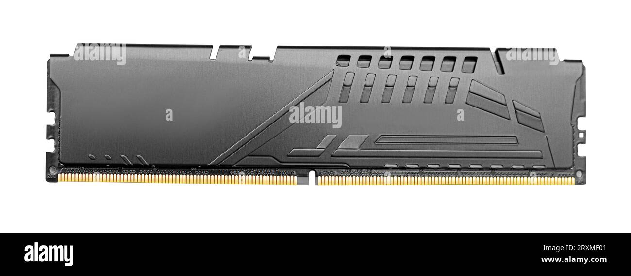 Modulo RAM ddr per videogame ad alta velocità DDR5 isolato su sfondo bianco con percorso di ritaglio Foto Stock