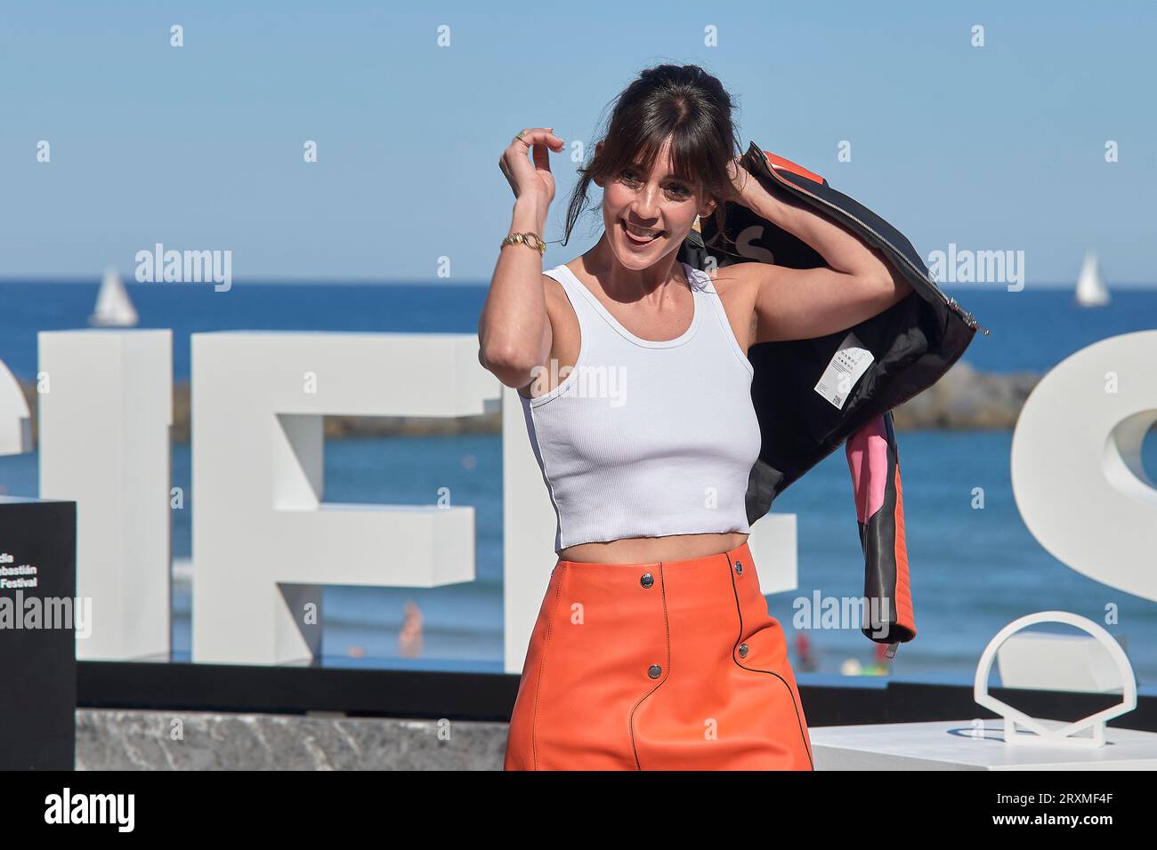 San Sebastian, Spagna. 24 settembre 2023. Eva Ugarte è stata presente alla photocall "El otro Lado" durante il 71° Festival Internazionale del Cinema di San Sebastian a Kursaal il 24 settembre 2023 a San Sebastian, Spagna. (Foto di Yurena Paniagua/COOLMedia/NurPhoto) credito: NurPhoto SRL/Alamy Live News Foto Stock