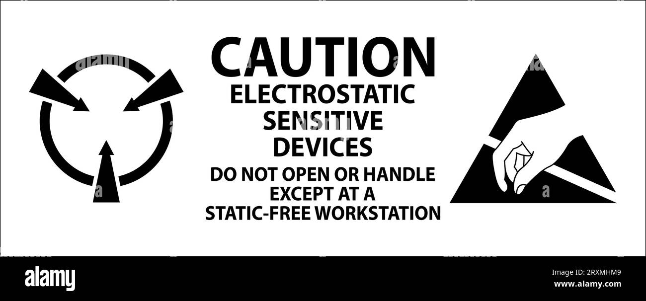 Attenzione dispositivi sensibili alle scariche elettrostatiche Illustrazione Vettoriale
