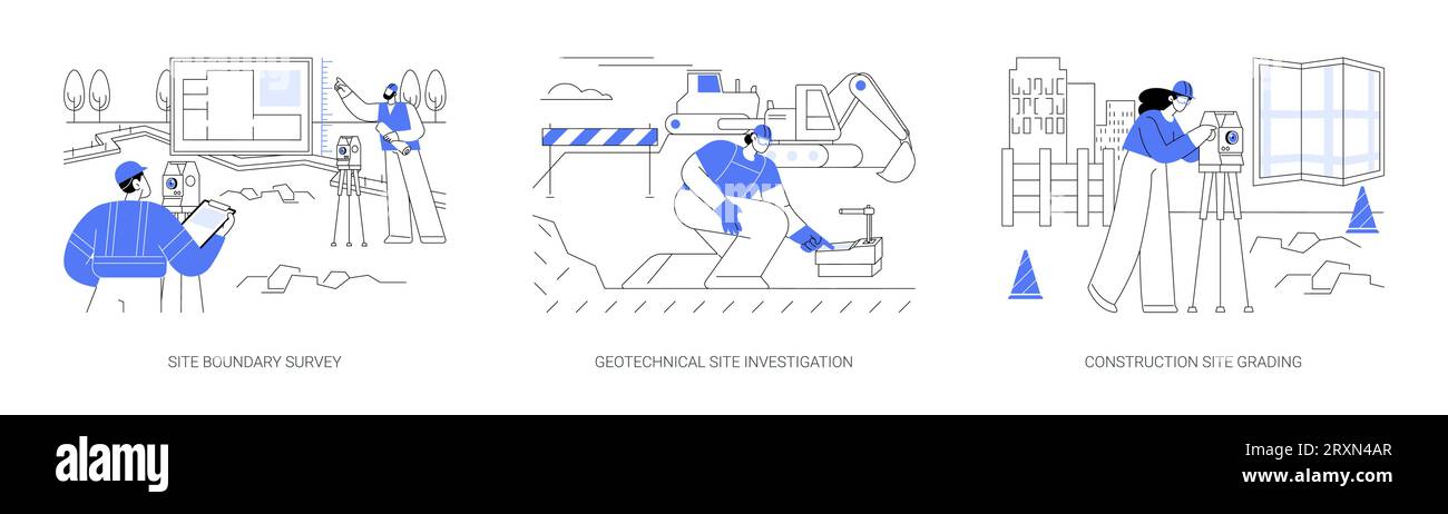 Illustrazioni astratte dei vettori per la preparazione del cantiere. Illustrazione Vettoriale