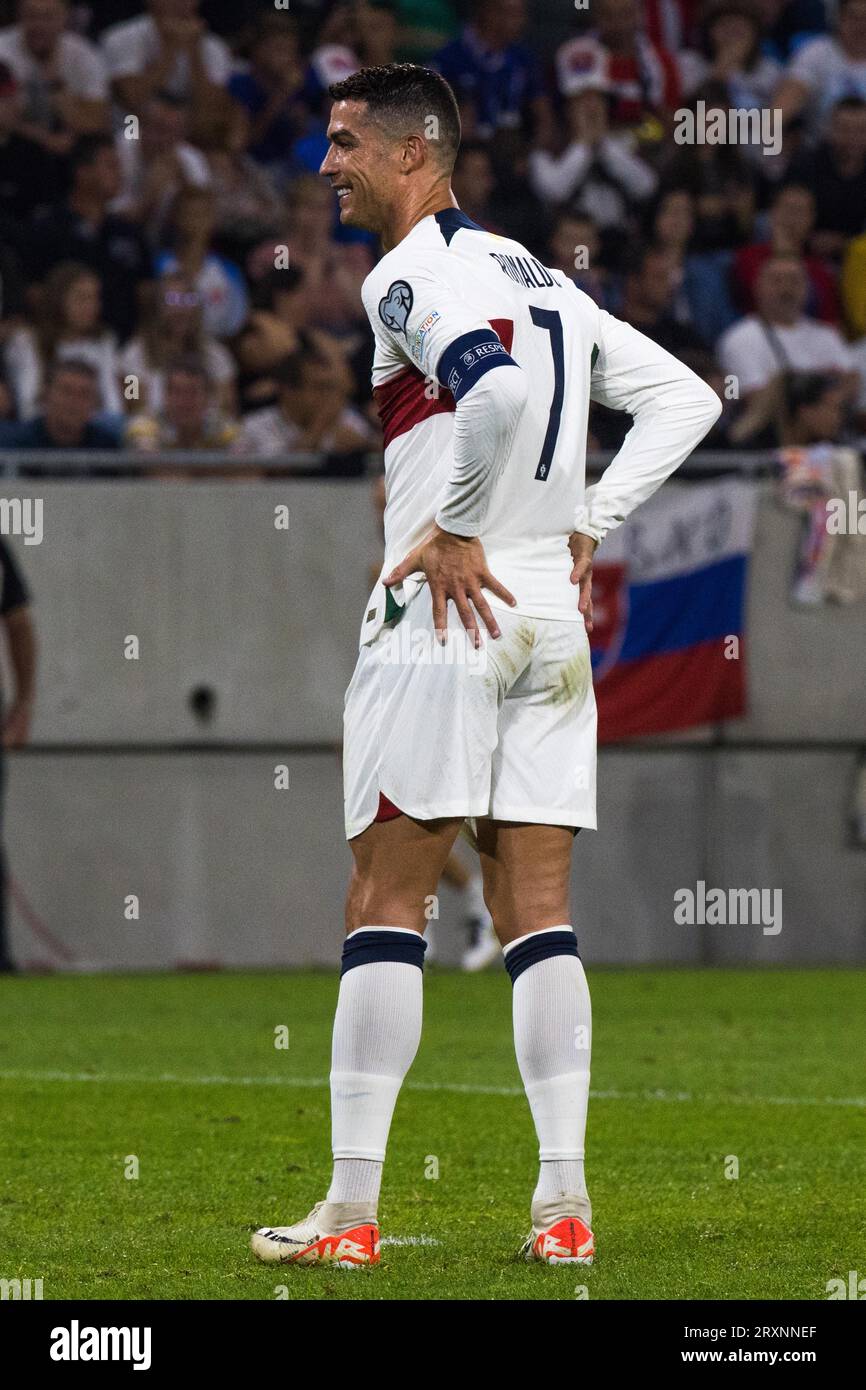 Cristiano RONALDO Portugal ridendo ironicamente Foto Stock