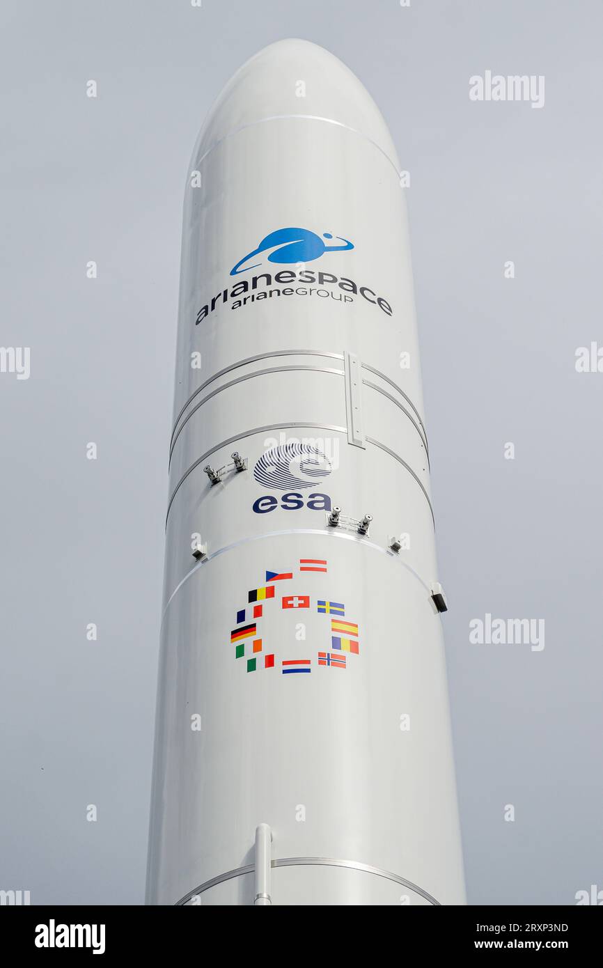 Modell Ariane 6, ILA Berlin Air Show, BERLINO, GERMANIA - 27 aprile 2018 Foto Stock