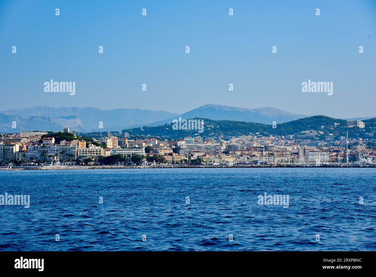 Vista della costa e del paesaggio, Cannes, città in Francia Foto Stock