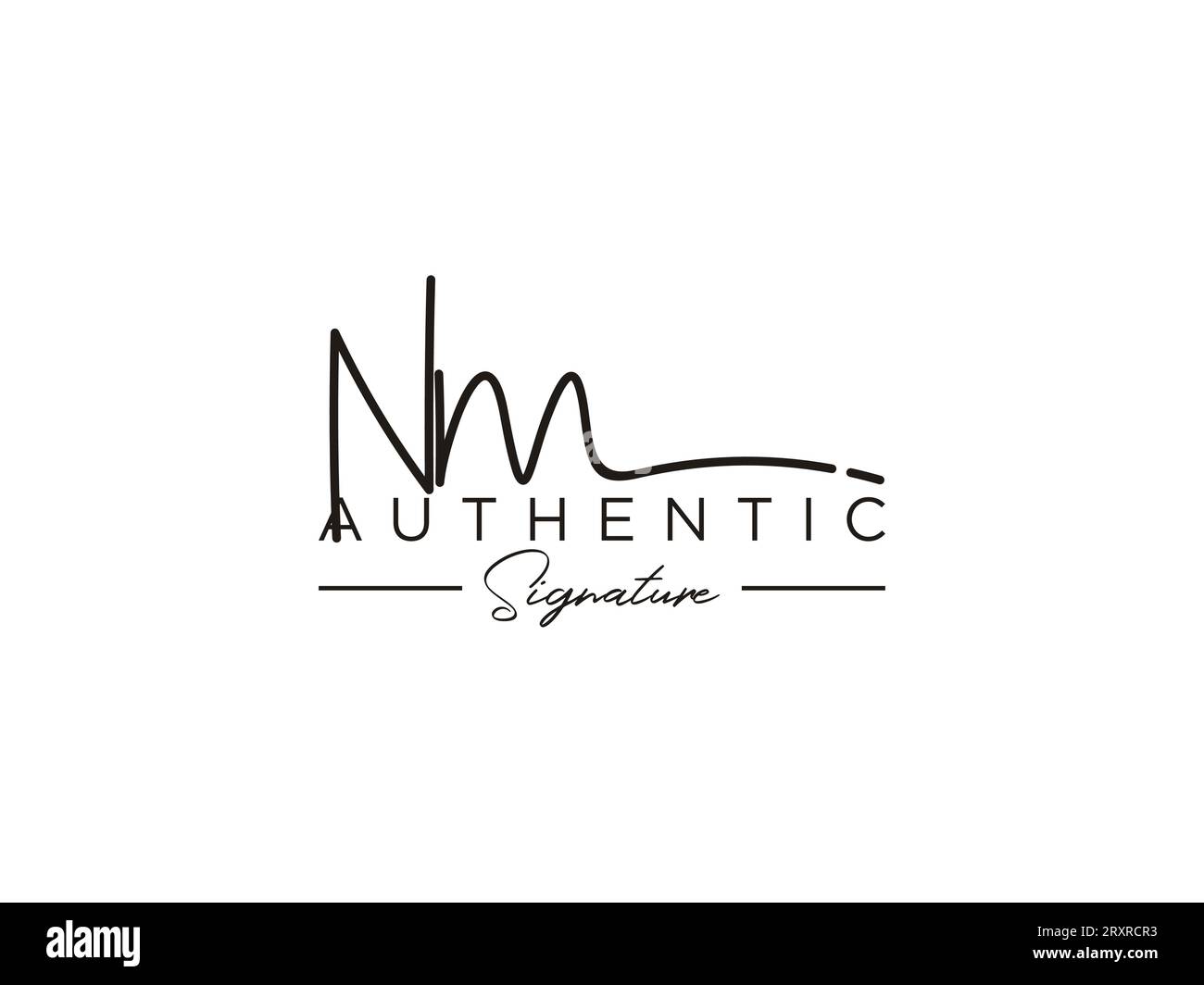 VETTORE modello logo firma NM. Illustrazione Vettoriale
