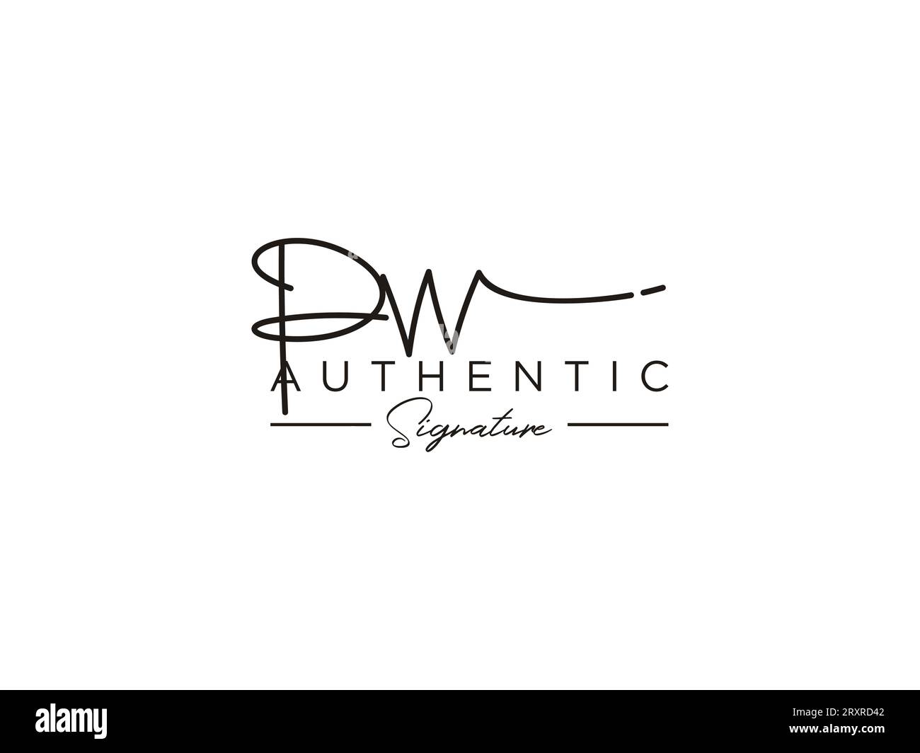 Vettore modello logo firma PW. Illustrazione Vettoriale