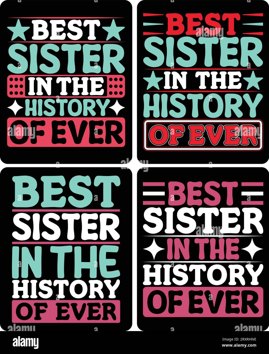 T-SHIRT SORELLA se lo desideri, puoi usarla per altri scopi, come il design di tazze, adesivi, bottiglie d'acqua e così via Illustrazione Vettoriale