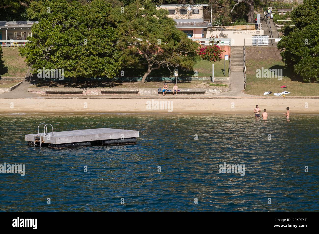 Appartamenti e case con vista sulla piscina Redleaf, conosciuta anche come Murray Rose Pool, Double Bay, Sydney, Australia. Foto Stock