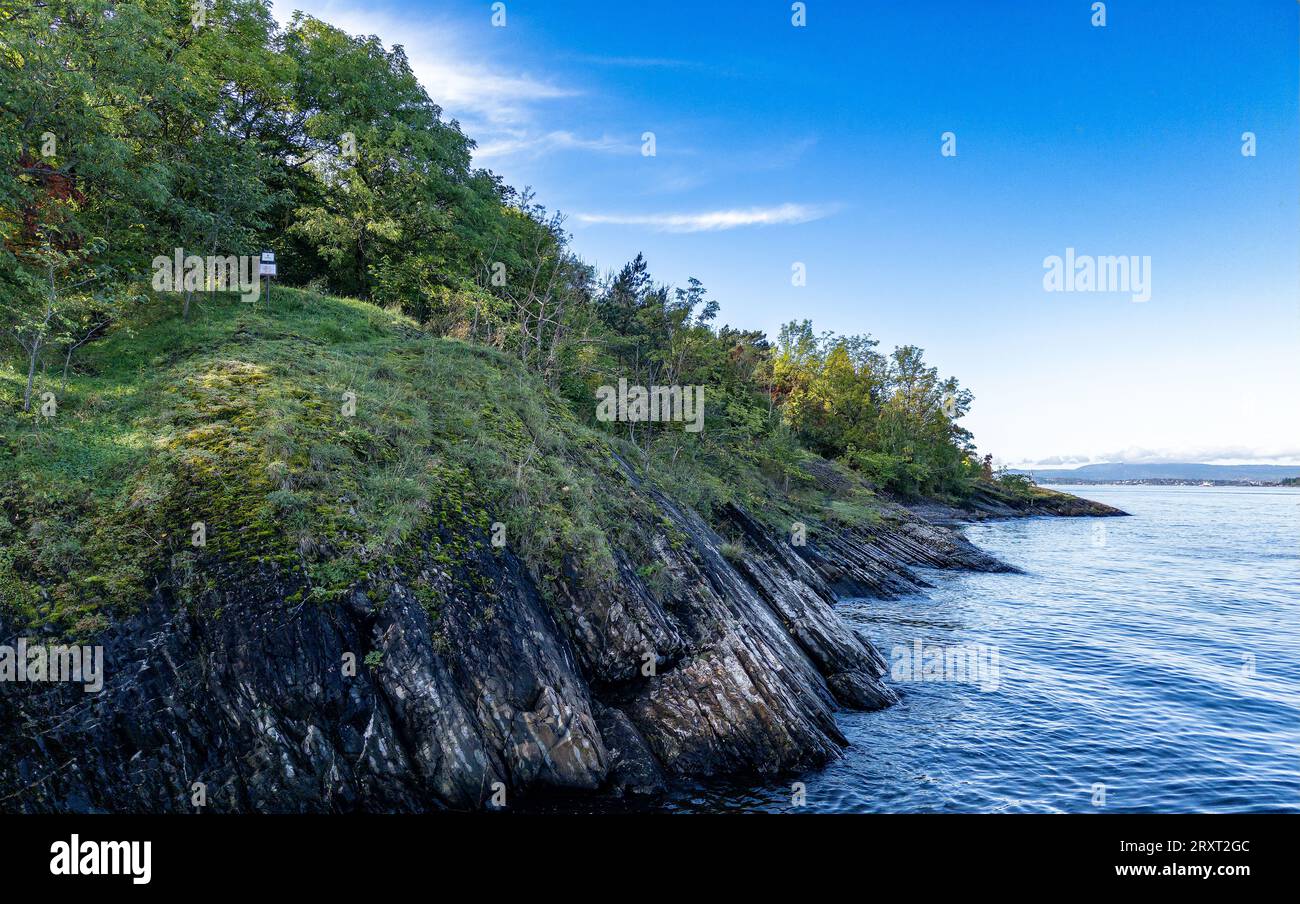 Costa in Norvegia. Paesaggio di splendide coste a Oslo. Foto Stock