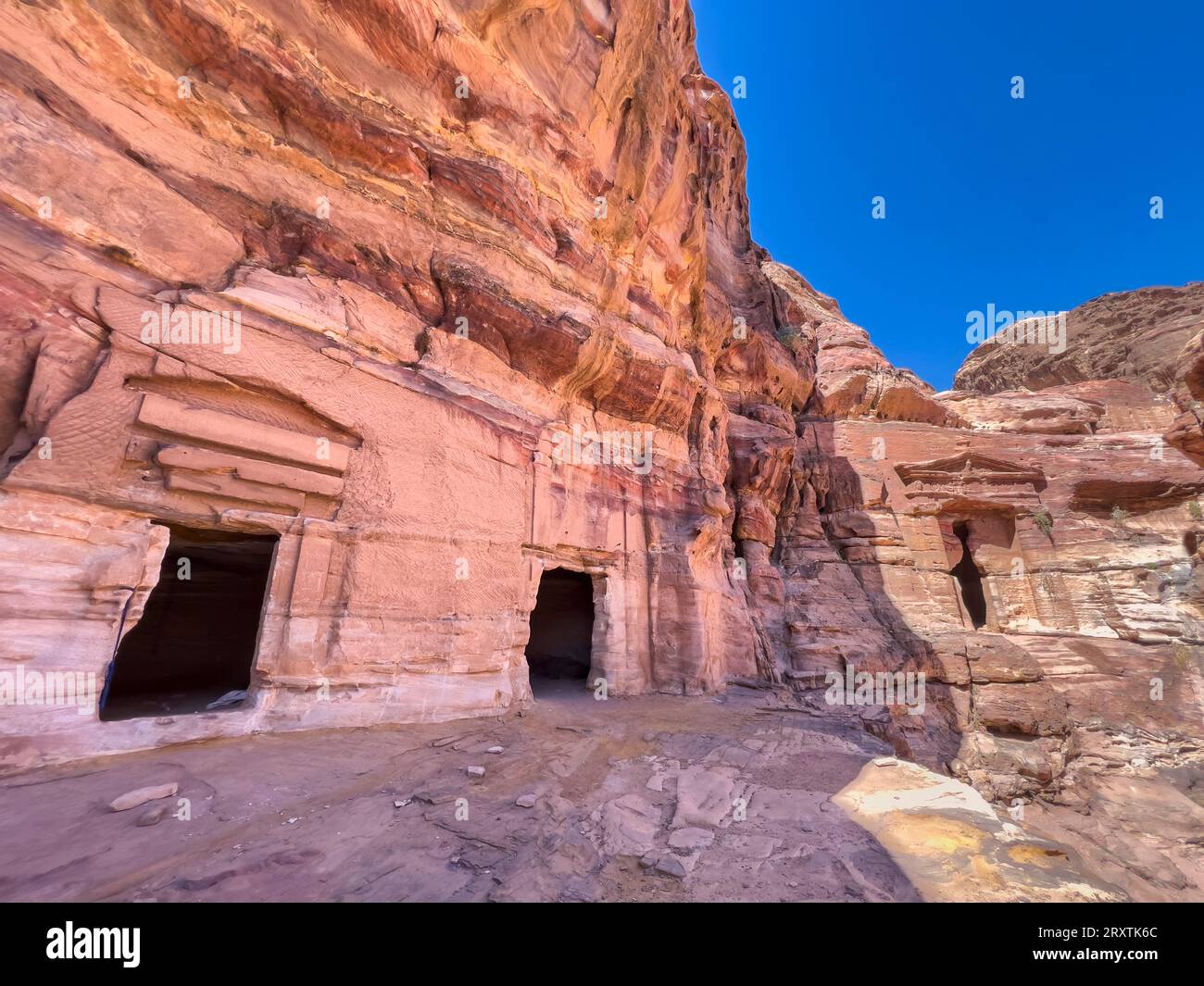 Il tempio dei leoni alati, il parco archeologico di Petra, patrimonio dell'umanità dell'UNESCO, una delle nuove sette meraviglie del mondo, Petra, Giordania Foto Stock