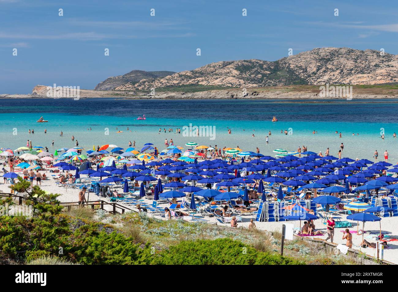 Spiaggia della Pelosa, Golfo dell'Asinara, Stintino, provincia di Sassari, Sardegna, Italia, Mediterraneo, Europa Foto Stock