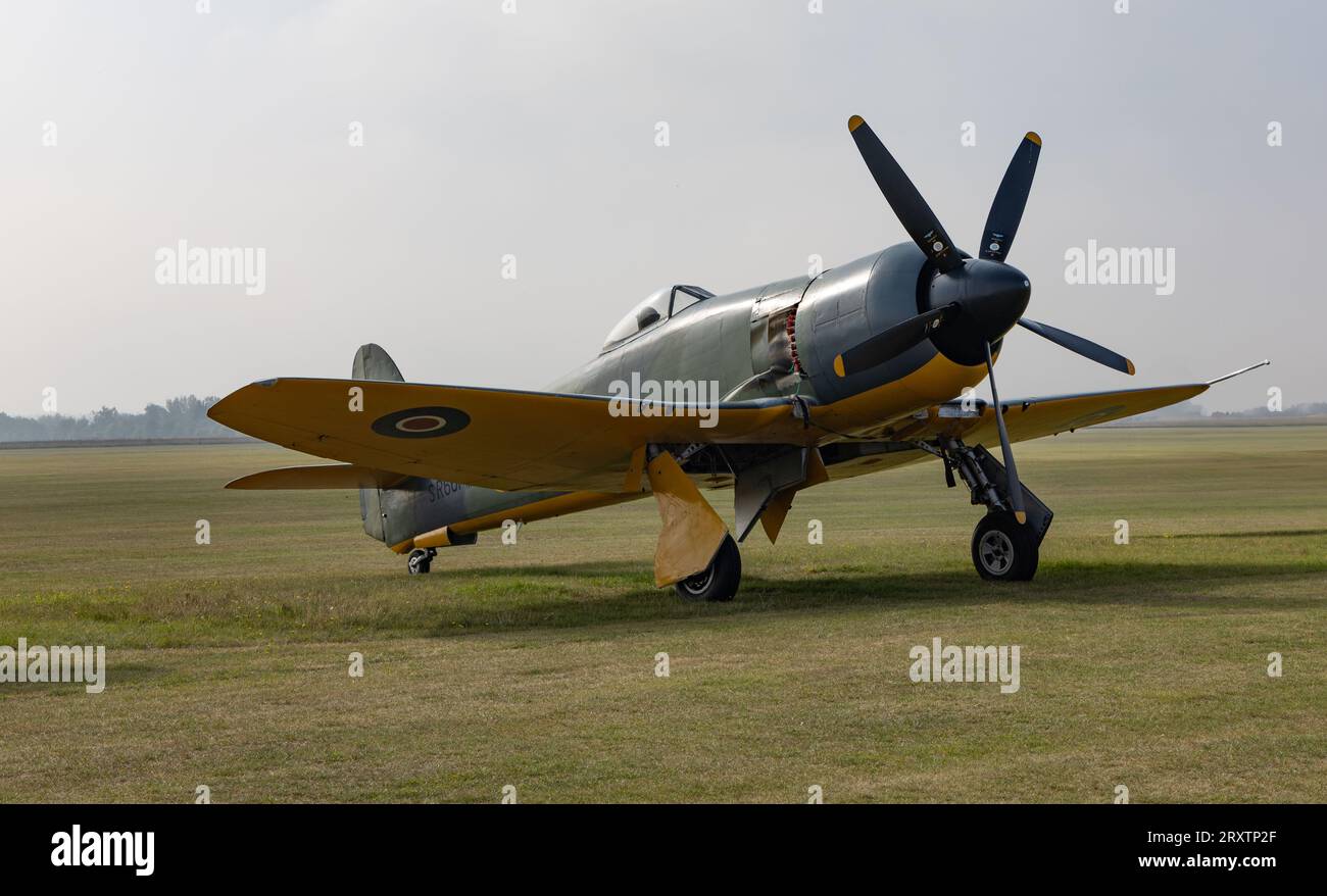 Hawker Fury FB.II, SR661 in volo al Battle of Britain Air Show del 2023 all'IWM Duxford Foto Stock